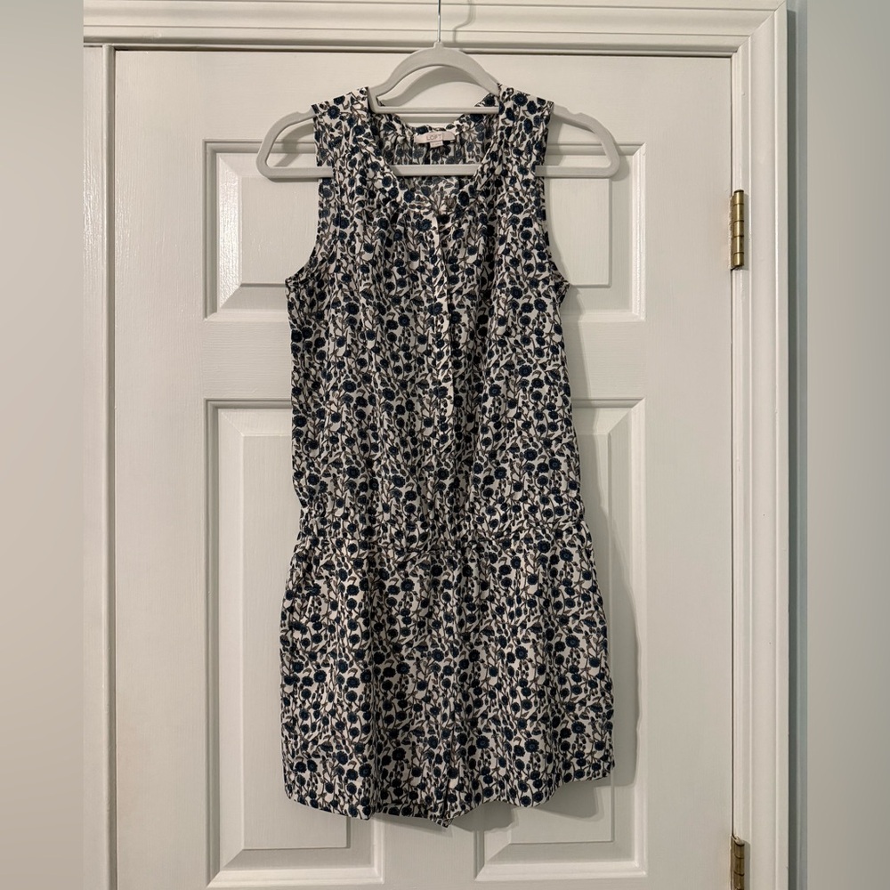 Loft Blue White Floral Romper